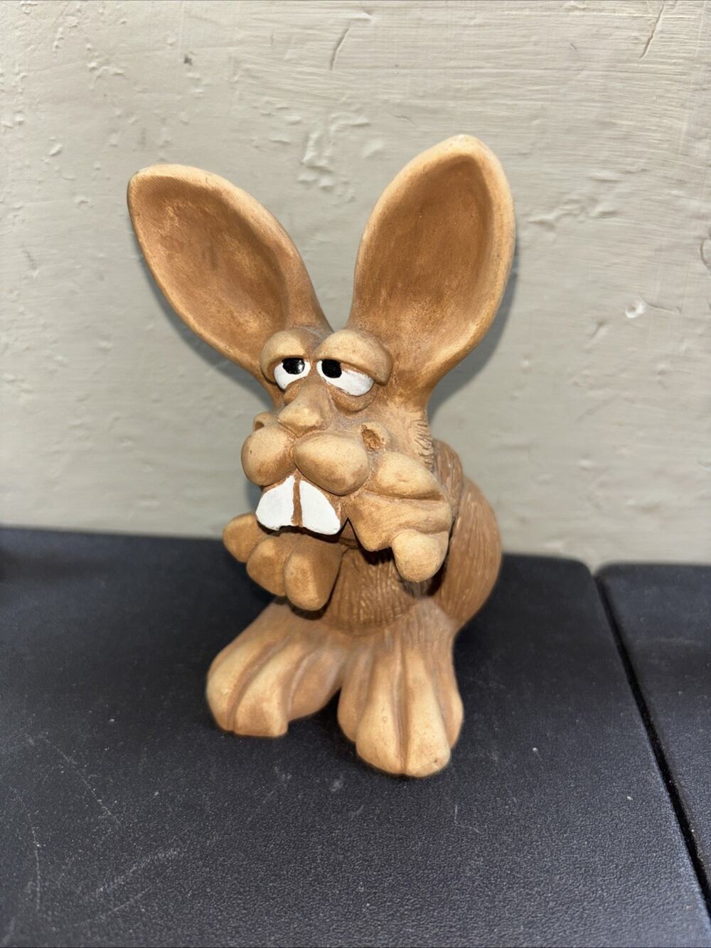 Vtg Creepy Bunny/ Rabbit Clay / Resin Anthropomorphic Figurine